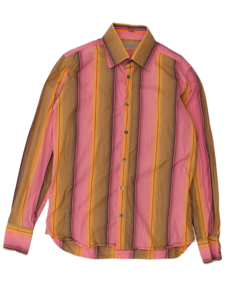 Ted Baker Mens Shirt Size 3 Medium Multicoloured Striped Cotton