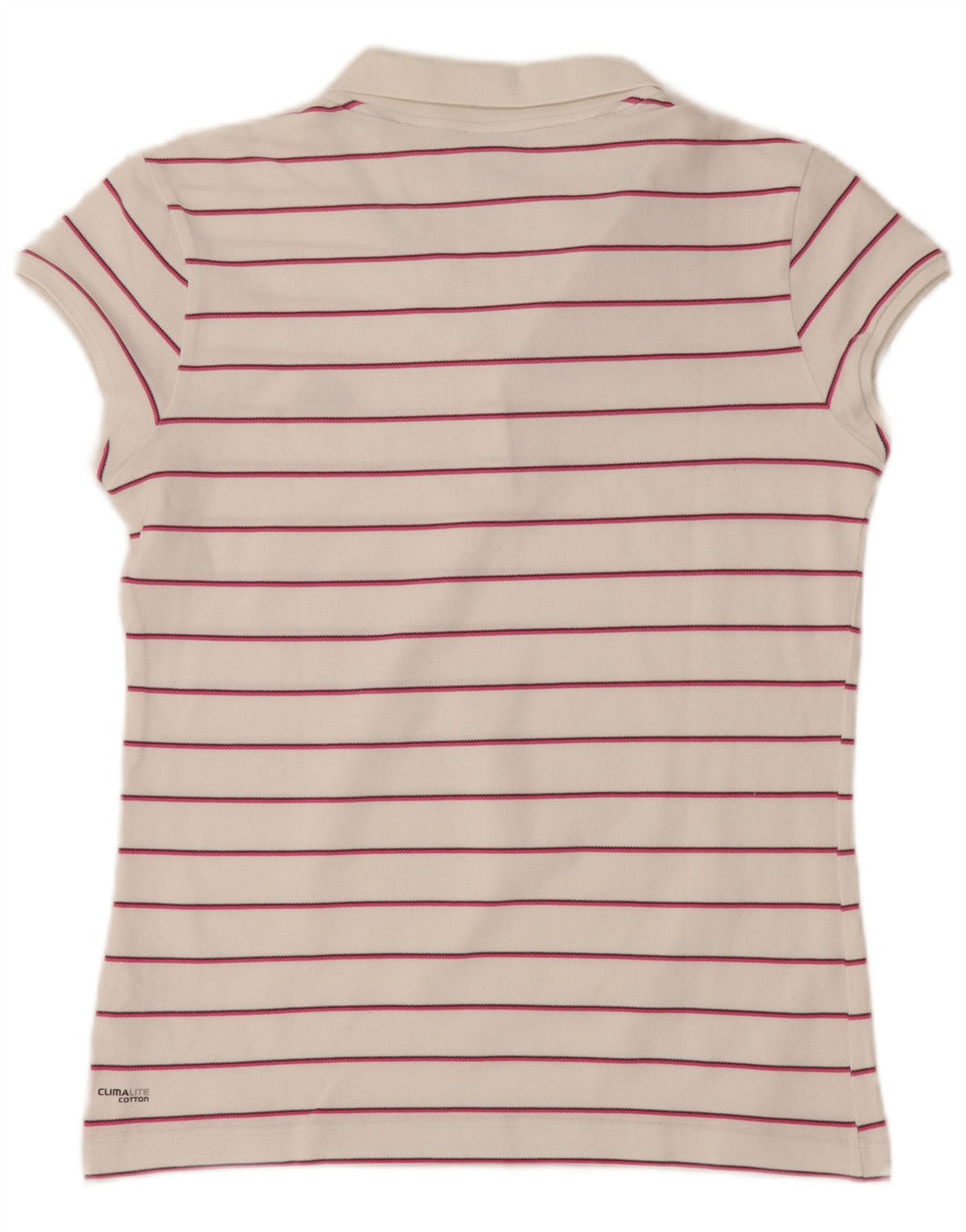 ADIDAS Womens Clima 365 Polo Shirt UK 16 Large White Striped Cotton