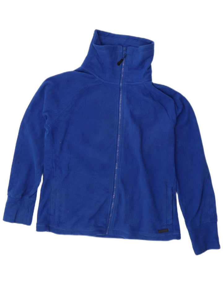 CALVIN KLEIN Womens Graphic Fleece Jacket UK 14 Medium Blue Polyester