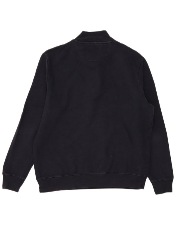 Barbour Womens Zip Neck Sweatshirt Jumper UK 16 Large Navy Blue Cotton
