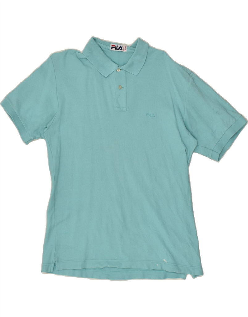 FILA Mens Polo Shirt IT 48 Medium Turquoise Cotton | Vintage Fila | Thrift | Second-Hand Fila | Used Clothing | Messina Hembry 