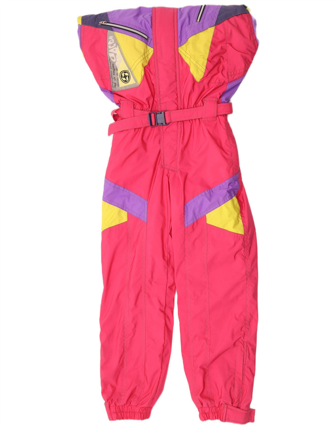 Colmar Mens Hooded Ski Jumpsuit IT 50 Medium W34 L31 Pink Colourblock