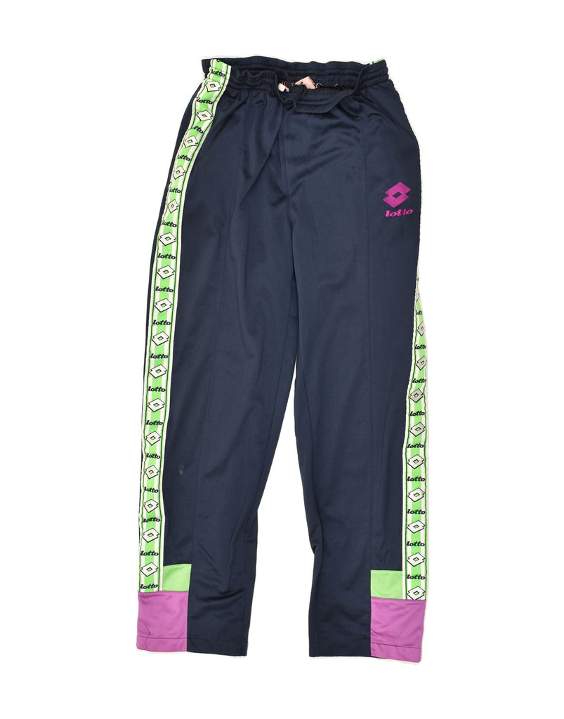 LOTTO Mens Graphic Tracksuit Trousers Medium Navy Blue Colourblock | Vintage Lotto | Thrift | Second-Hand Lotto | Used Clothing | Messina Hembry 