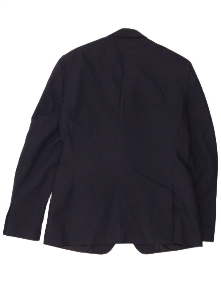 Zara Mens 2 Button Blazer Jacket EU 54 XL Navy Blue Polyester