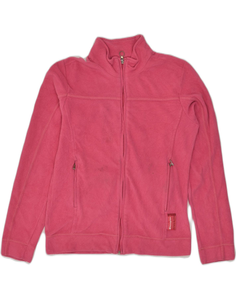 CHAMPION Womens Fleece Jacket UK 14 Medium Pink Polyester | Vintage Champion | Thrift | Second-Hand Champion | Used Clothing | Messina Hembry 