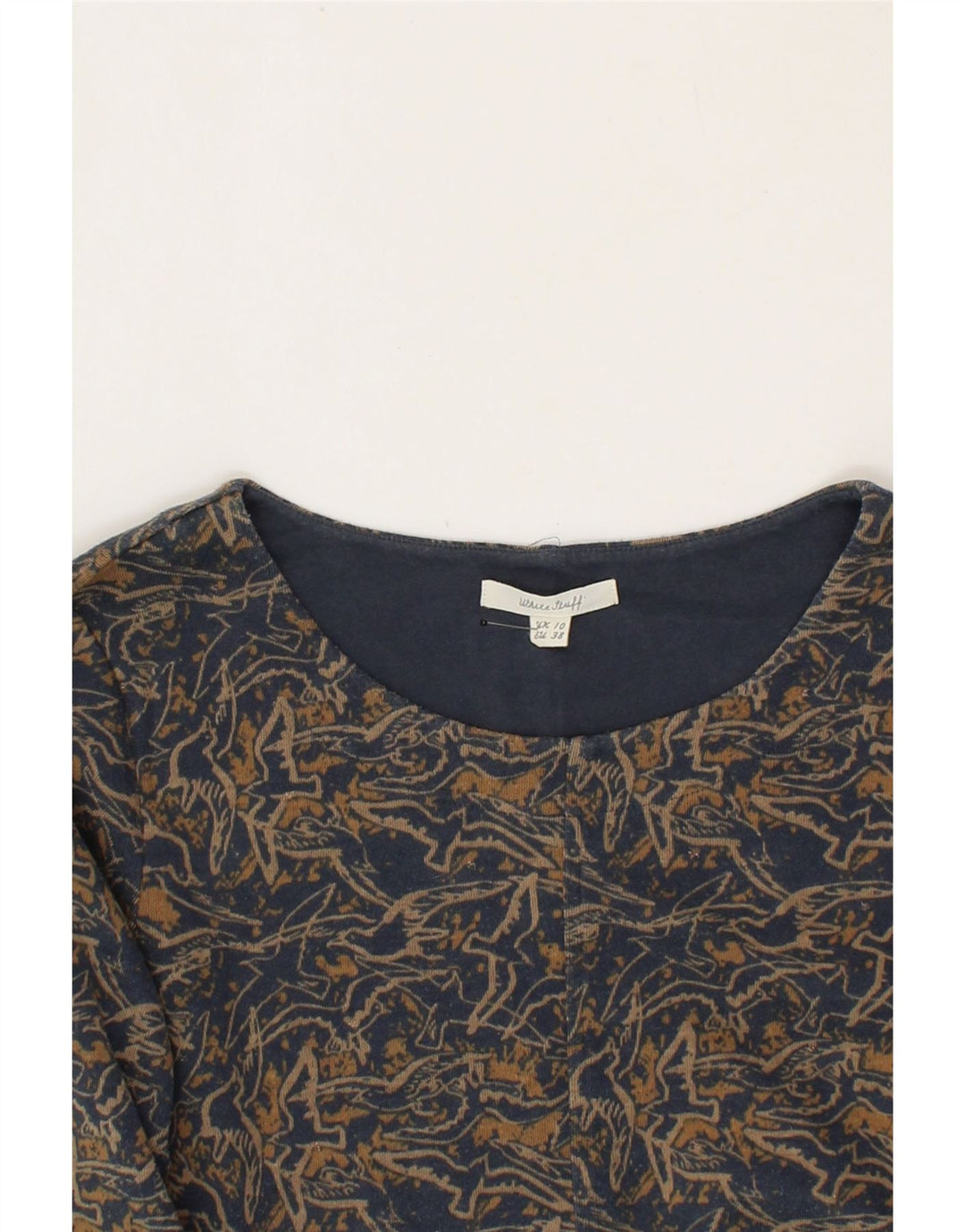 WHITE STUFF Womens Abstract Pattern A-Line Dress UK 10 Small Navy Blue Vintage White Stuff and Second-Hand White Stuff from Messina Hembry 