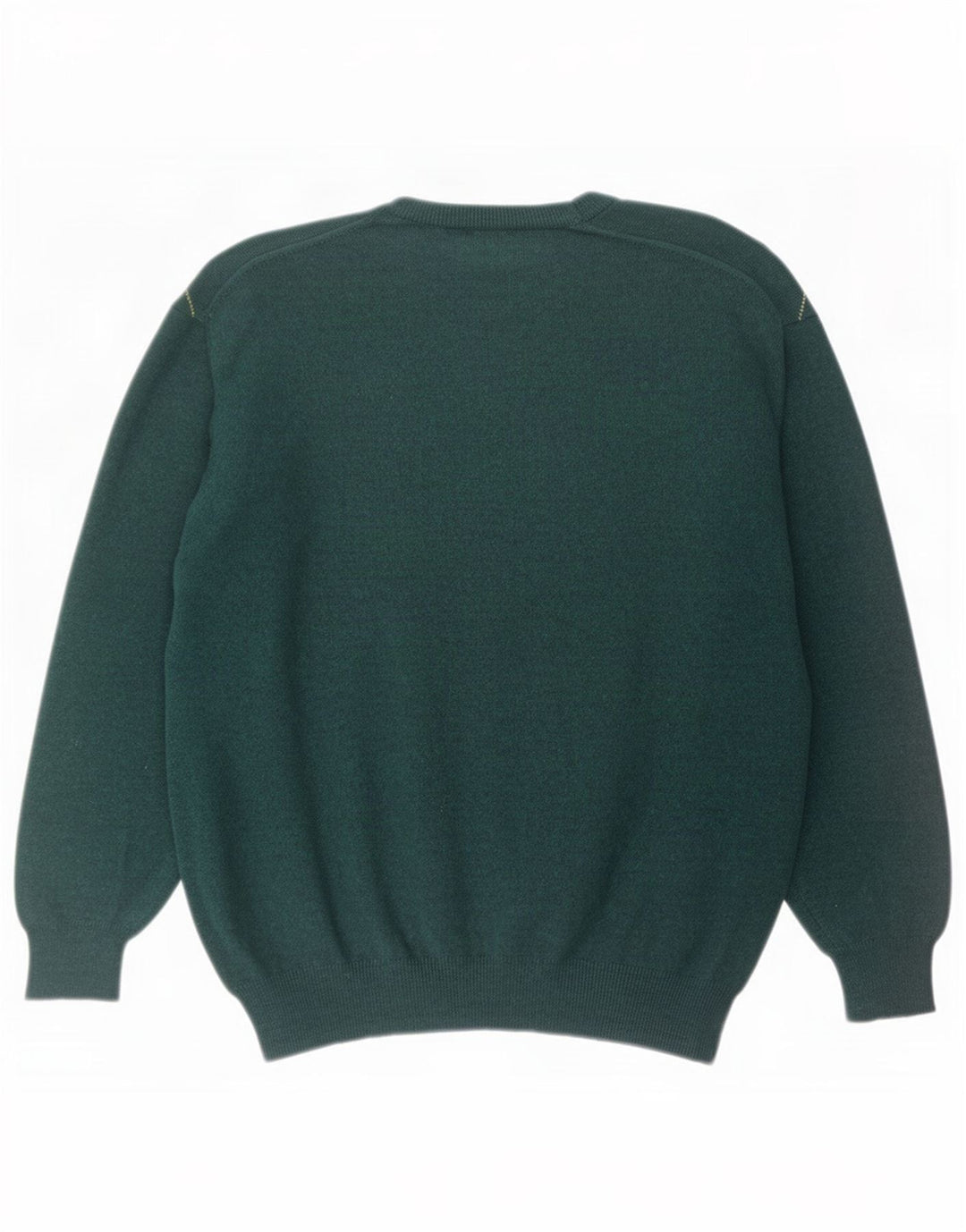 Vintage Mens Crew Neck Jumper Sweater Medium Green Argyle/Diamond