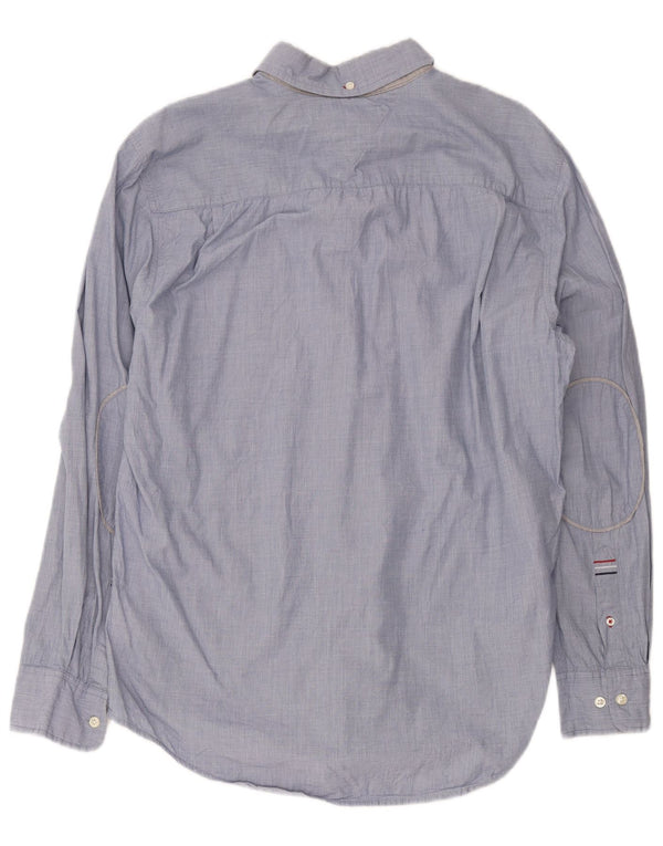 Tommy Hilfiger Mens Custom Fit Shirt Size 16 1/2 17 Large Navy Blue Cotton