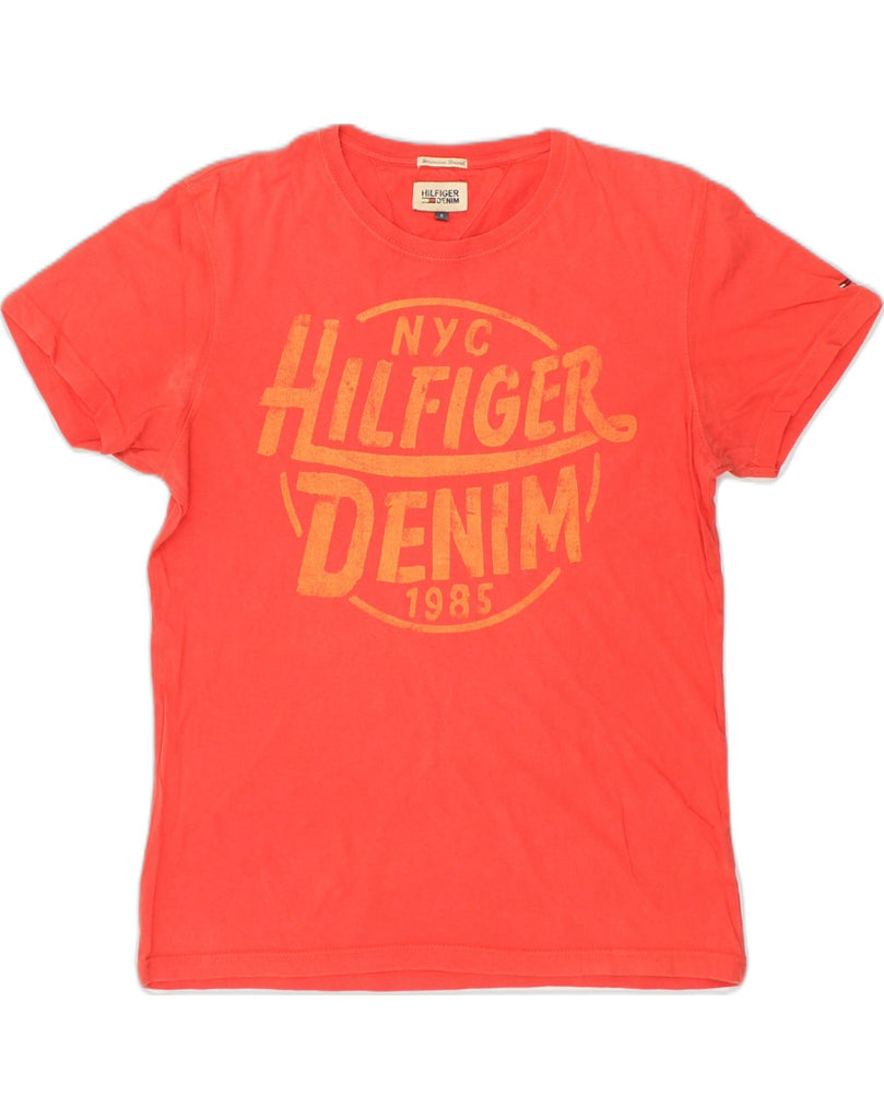 TOMMY HILFIGER Mens Graphic T-Shirt Top Small Red Cotton | Vintage Tommy Hilfiger | Thrift | Second-Hand Tommy Hilfiger | Used Clothing | Messina Hembry 