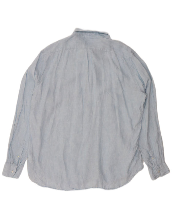 J. CREW Mens Tall Classic Fit Shirt 2XL Blue Linen