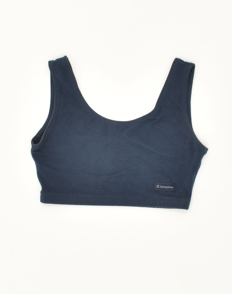 CHAMPION Womens Sport Bra Vest Top UK 8 Small Navy Blue Cotton | Vintage Champion | Thrift | Second-Hand Champion | Used Clothing | Messina Hembry 