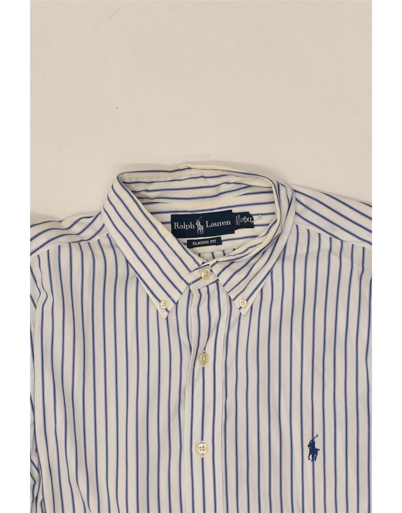 POLO RALPH LAUREN Mens Classic Fit Shirt XL White Striped Cotton | Vintage Polo Ralph Lauren | Thrift | Second-Hand Polo Ralph Lauren | Used Clothing | Messina Hembry 