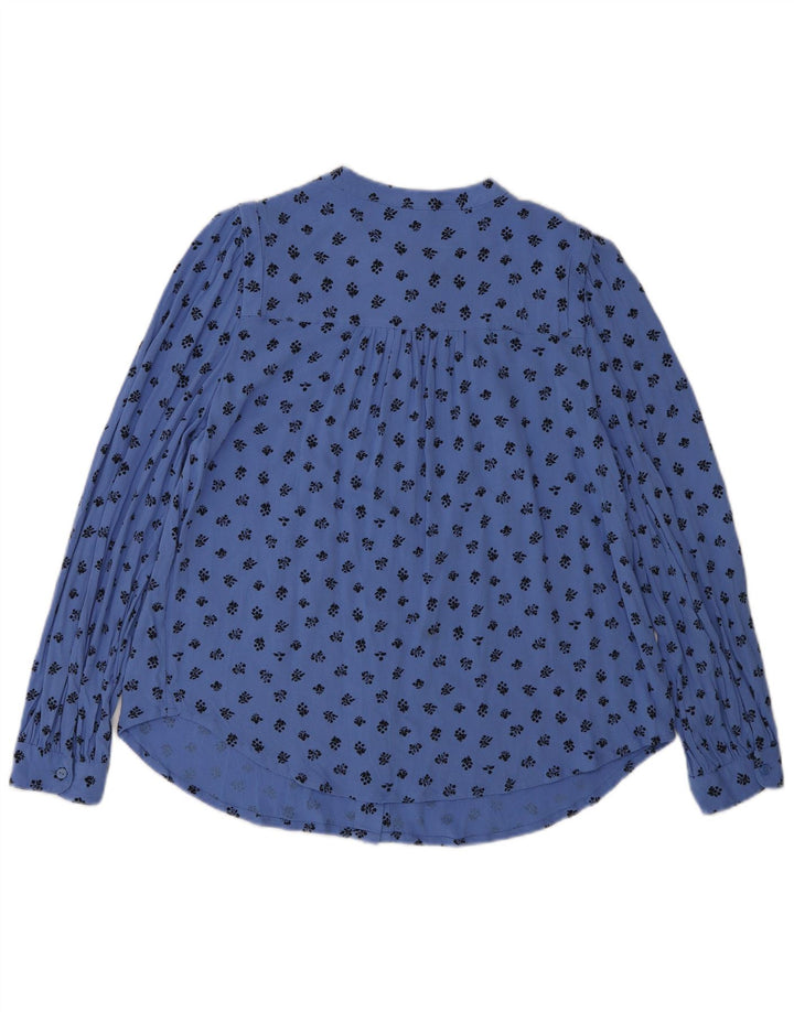 Marks & Spencer Womens Shirt Blouse UK 10 Small  Blue Floral Viscose