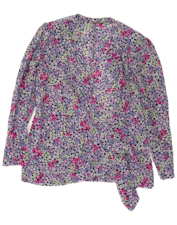 Vintage Womens Wrap Shirt Blouse UK 16 Large Multicoloured Floral