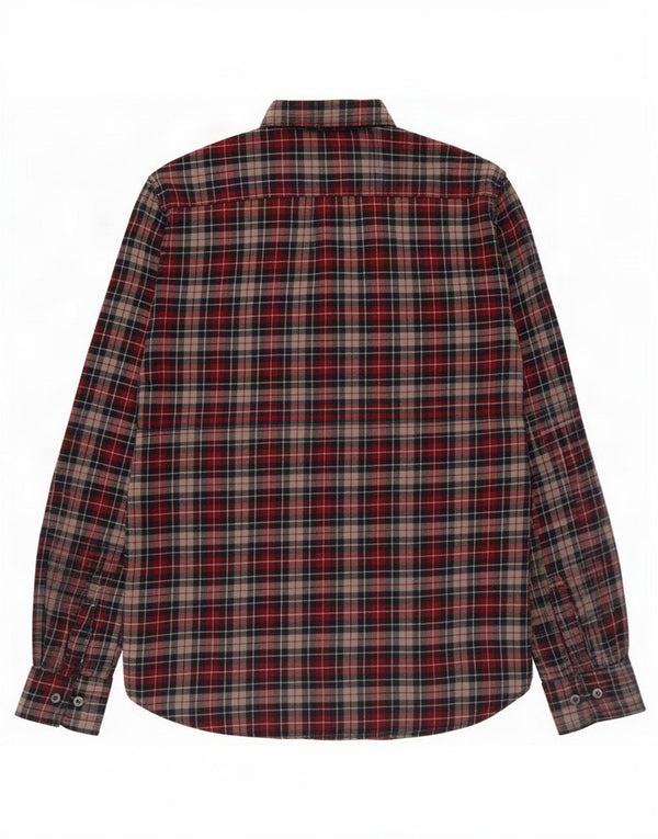 French Connection Mens Flannel Shirt Medium Burgundy Check Cotton