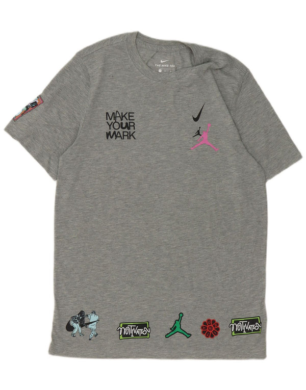 Nike Mens Dri Fit Graphic T-Shirt Top Medium Grey Polyester