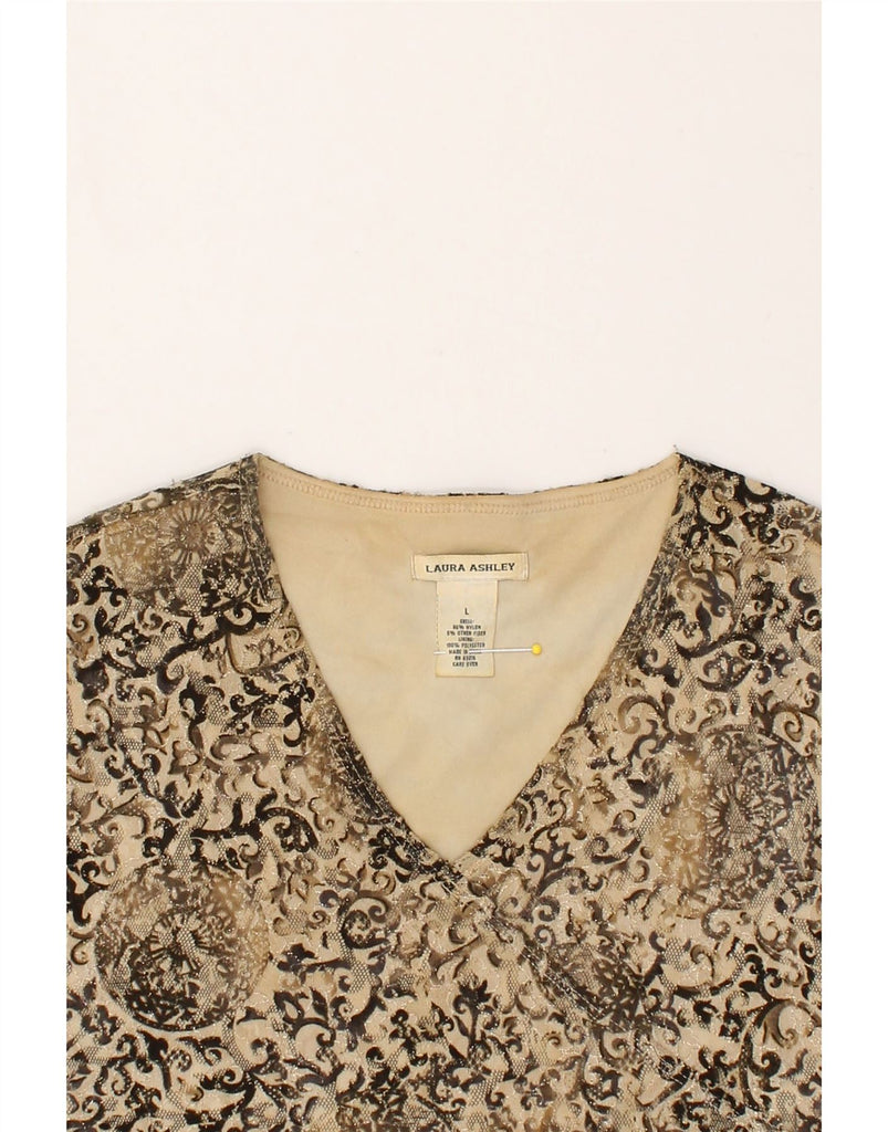 LAURA ASHLEY Womens Long Sleeve Blouse Top UK 16 Large Brown Floral Cotton | Vintage Laura Ashley | Thrift | Second-Hand Laura Ashley | Used Clothing | Messina Hembry 