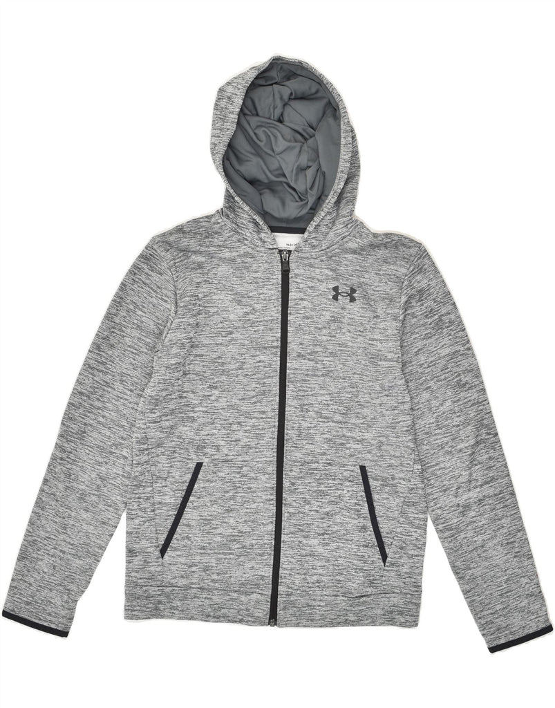 UNDER ARMOUR Boys Zip Hoodie Sweater 14-15 Years  Grey Flecked Polyester | Vintage Under Armour | Thrift | Second-Hand Under Armour | Used Clothing | Messina Hembry 