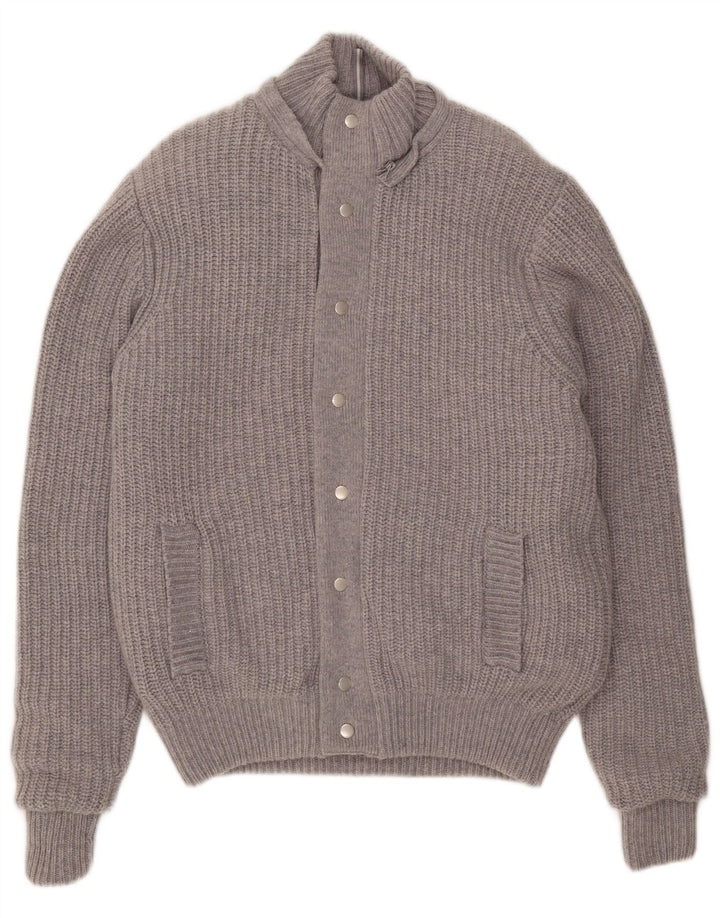 Paul Taylor Mens Knit Windbreaker Jacket UK 38 Medium Grey Wool