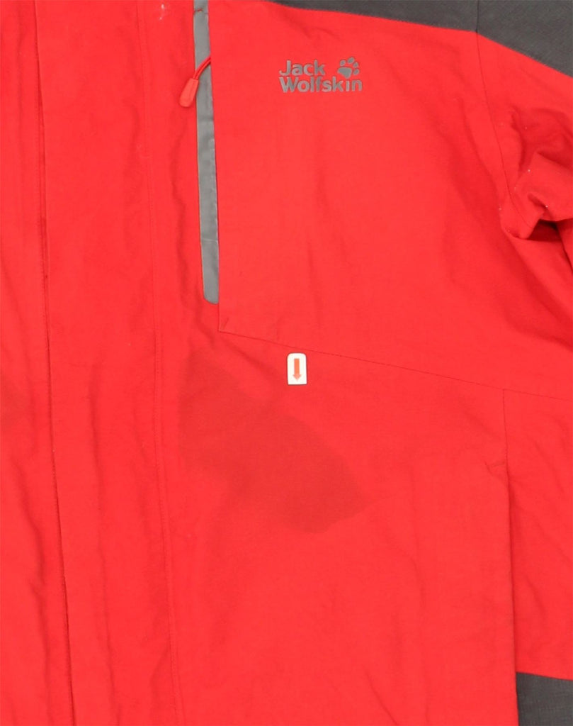 JACK WOLFSKIN Mens Rain Jacket UK 40/42 Large Red Colourblock Polyamide | Vintage Jack Wolfskin | Thrift | Second-Hand Jack Wolfskin | Used Clothing | Messina Hembry 