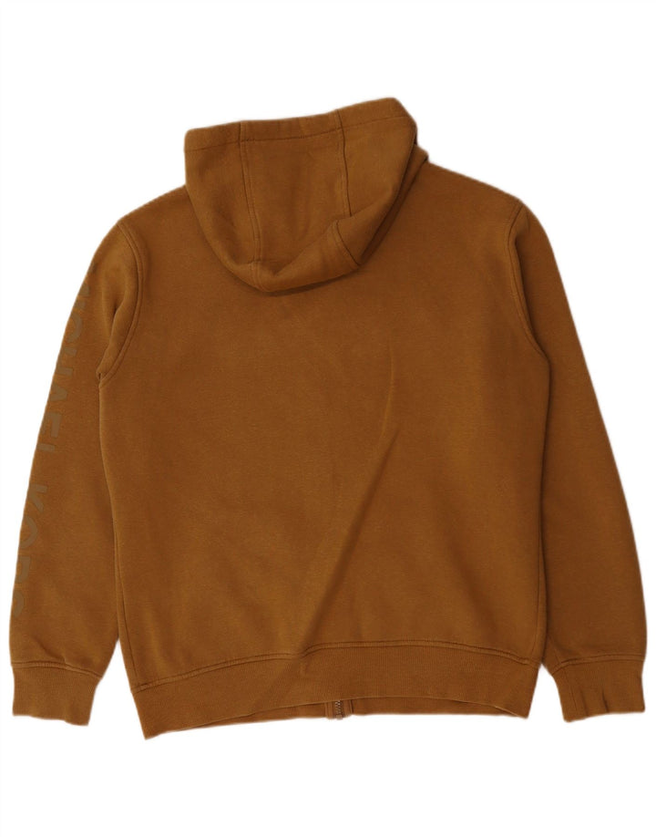 MICHAEL KORS Mens Graphic Zip Hoodie Sweater Medium Brown Cotton