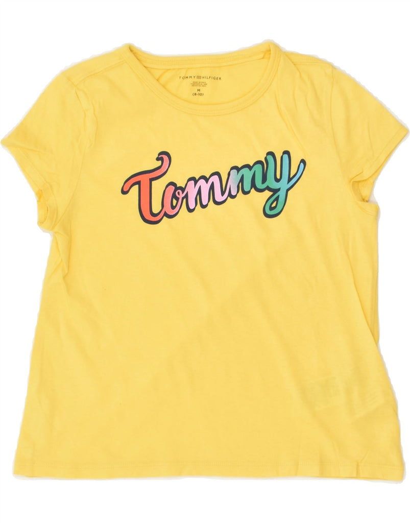 TOMMY HILFIGER Girls Graphic T-Shirt Top 8-9 Years Medium Yellow Cotton | Vintage Tommy Hilfiger | Thrift | Second-Hand Tommy Hilfiger | Used Clothing | Messina Hembry 