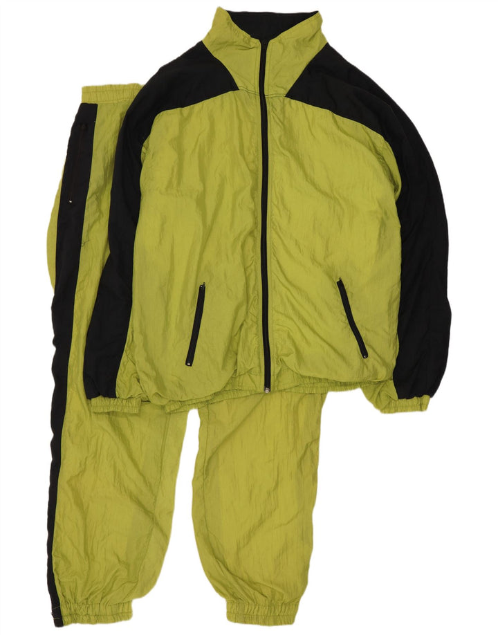 Vintage Mens Full Tracksuit XL Yellow Colourblock Nylon