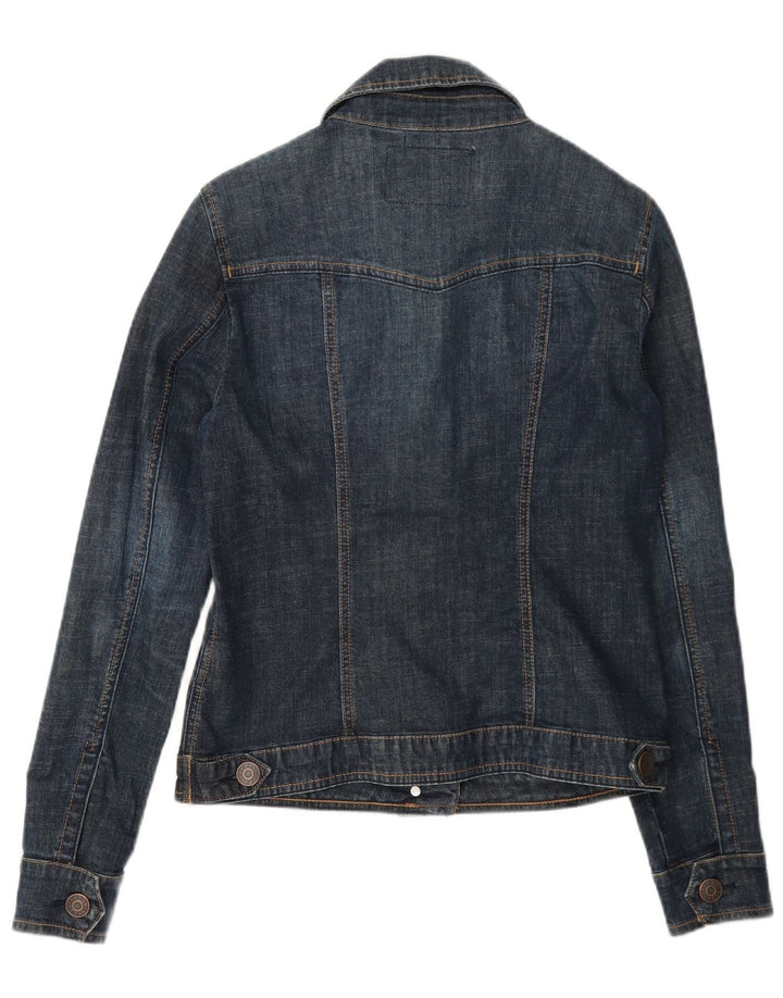 Guess Womens Denim Jacket UK 8 Small Navy Blue Cotton
