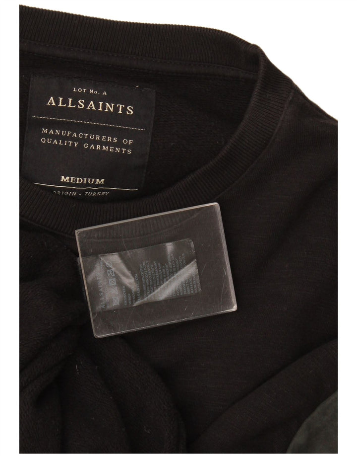 All Saints Mens Sweatshirt Jumper Medium Black Colourblock Cotton
