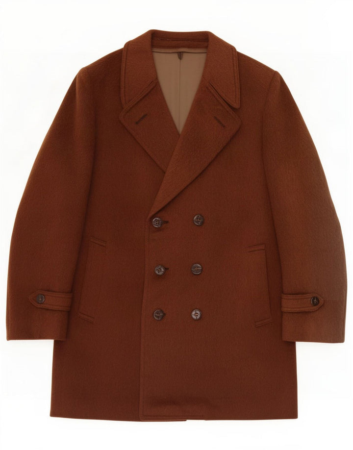 Facis Mens Double Breasted Coat UK 38 Medium Brown