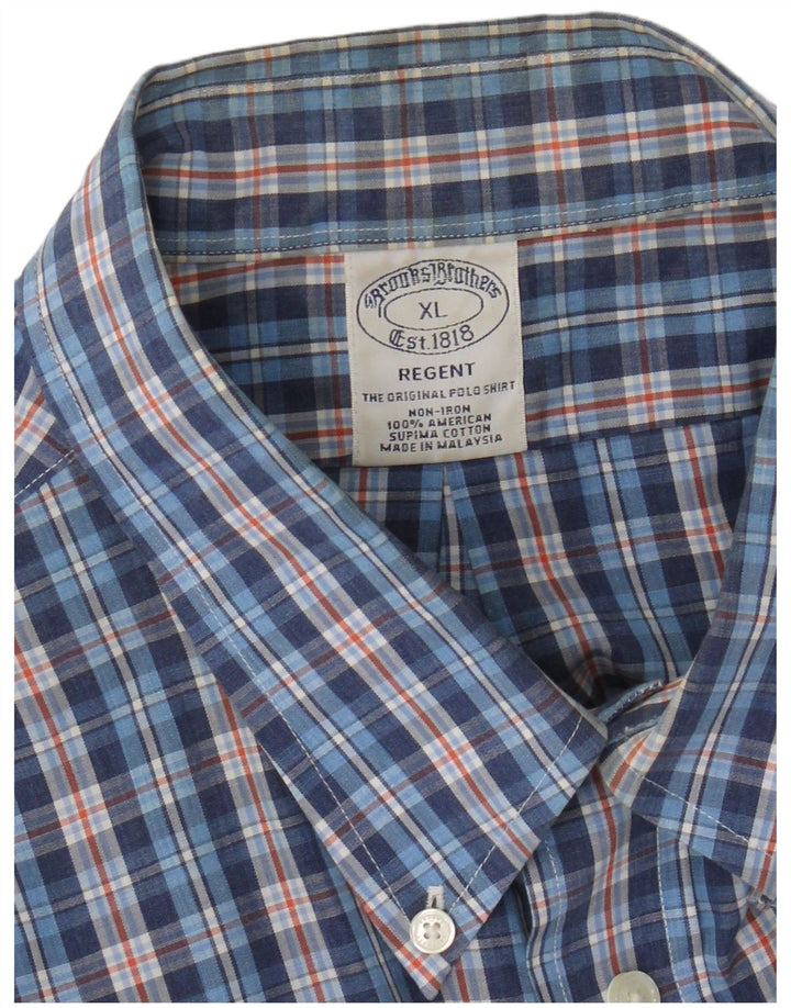 Brooks Brothers Mens Shirt XL Blue Check Cotton