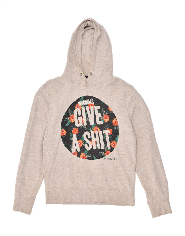 JACK & JONES Mens Graphic Hoodie Jumper Medium Grey Cotton | Vintage Jack & Jones | Thrift | Second-Hand Jack & Jones | Used Clothing | Messina Hembry 