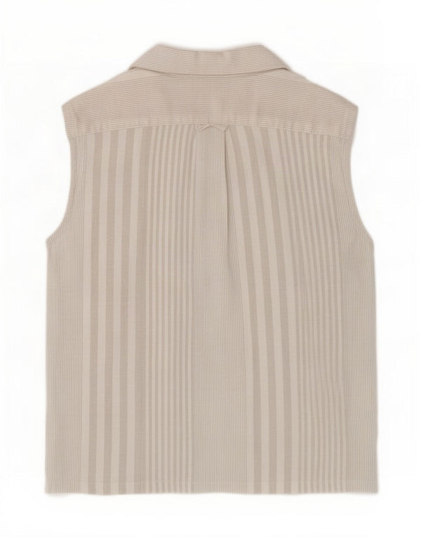 Cacharel Womens Sleeveless Shirt UK 16 Large Grey Striped