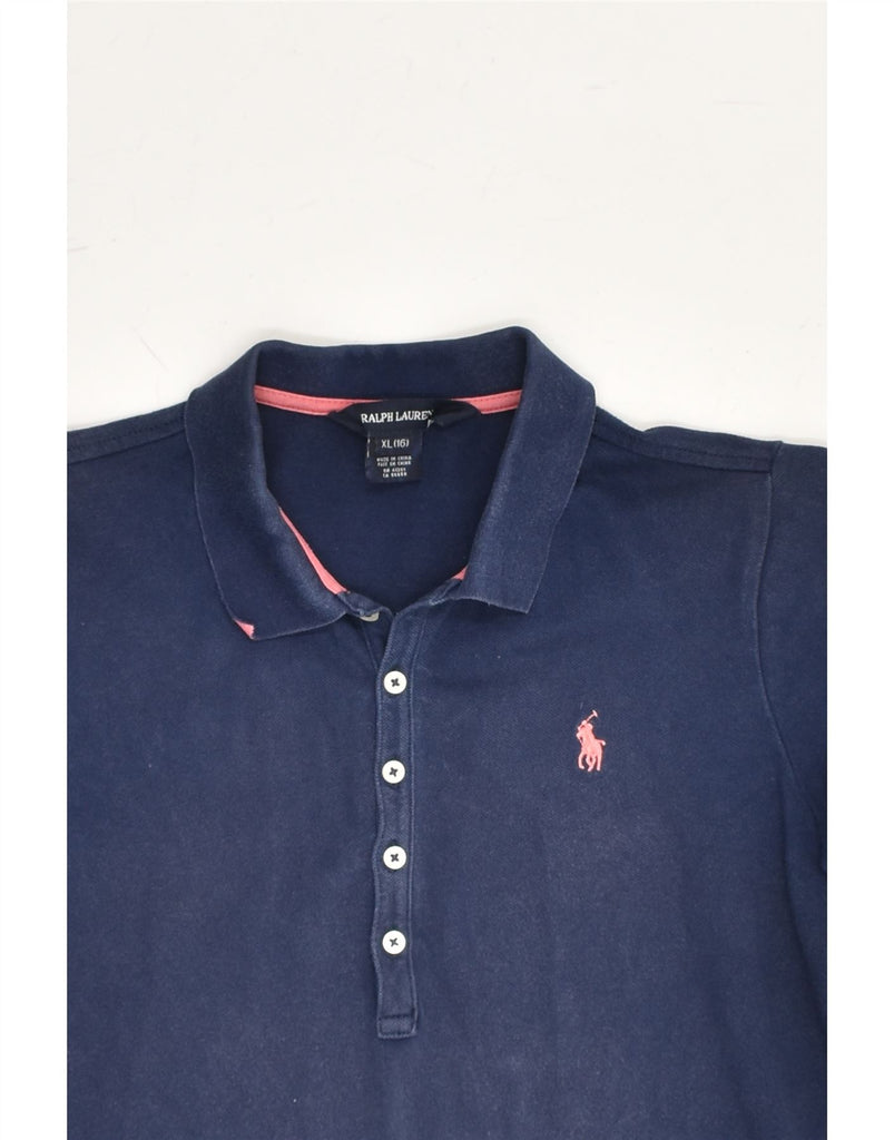 RALPH LAUREN Girls Polo Shirt 15-16 Years XL Navy Blue Cotton | Vintage Ralph Lauren | Thrift | Second-Hand Ralph Lauren | Used Clothing | Messina Hembry 