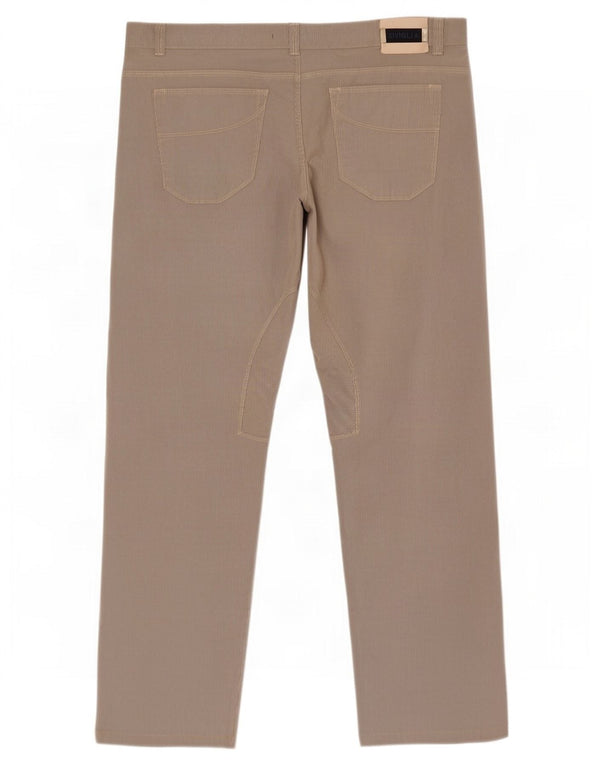 SIVIGLIA Mens Straight Riding Casual Trousers W40 L30 Grey Pinstripe Cotton