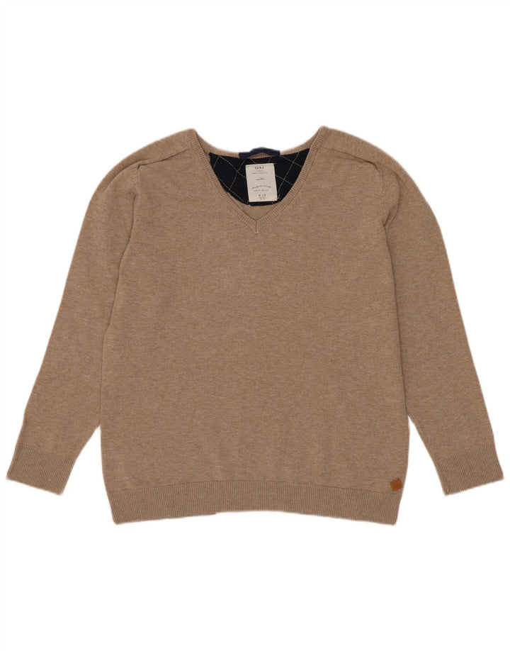 Zara Boys V-Neck Jumper Sweater 9-10 Years Beige