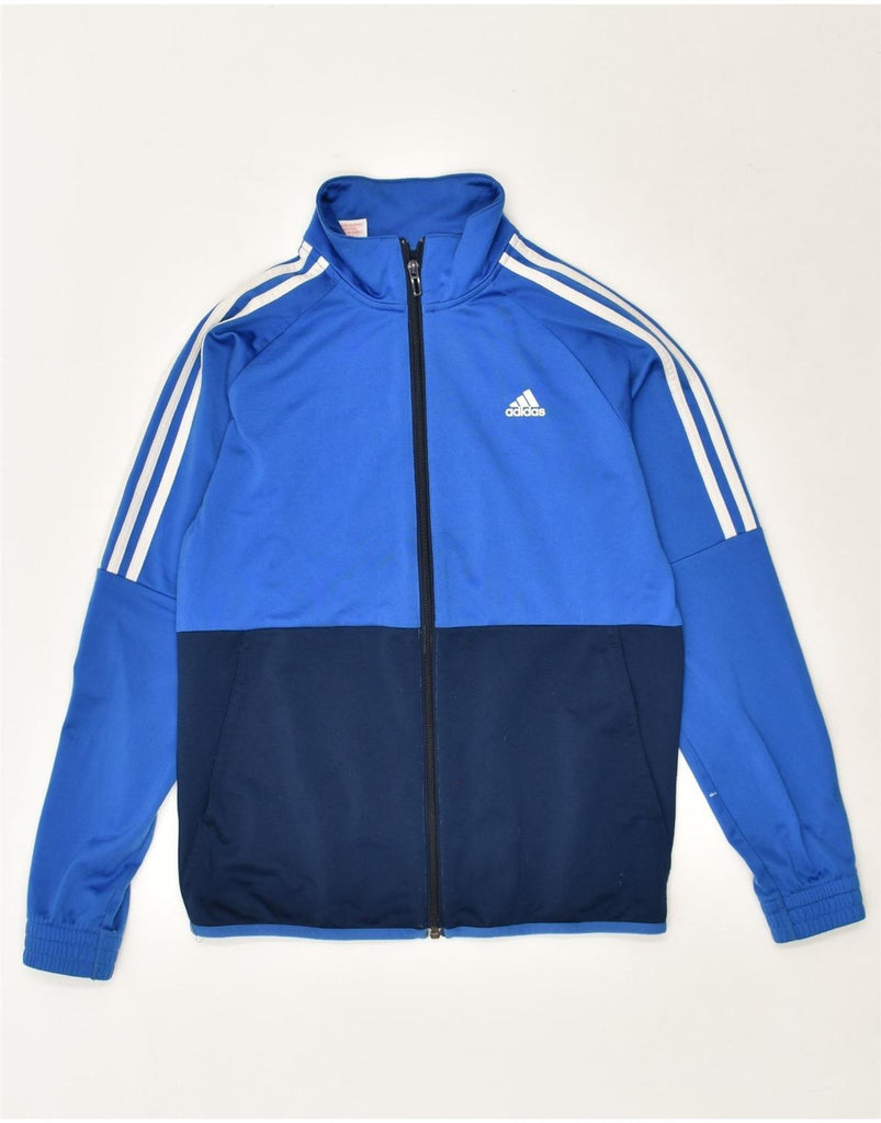 ADIDAS Boys Graphic Tracksuit Top Jacket 13-14 Years Blue Colourblock | Vintage Adidas | Thrift | Second-Hand Adidas | Used Clothing | Messina Hembry 