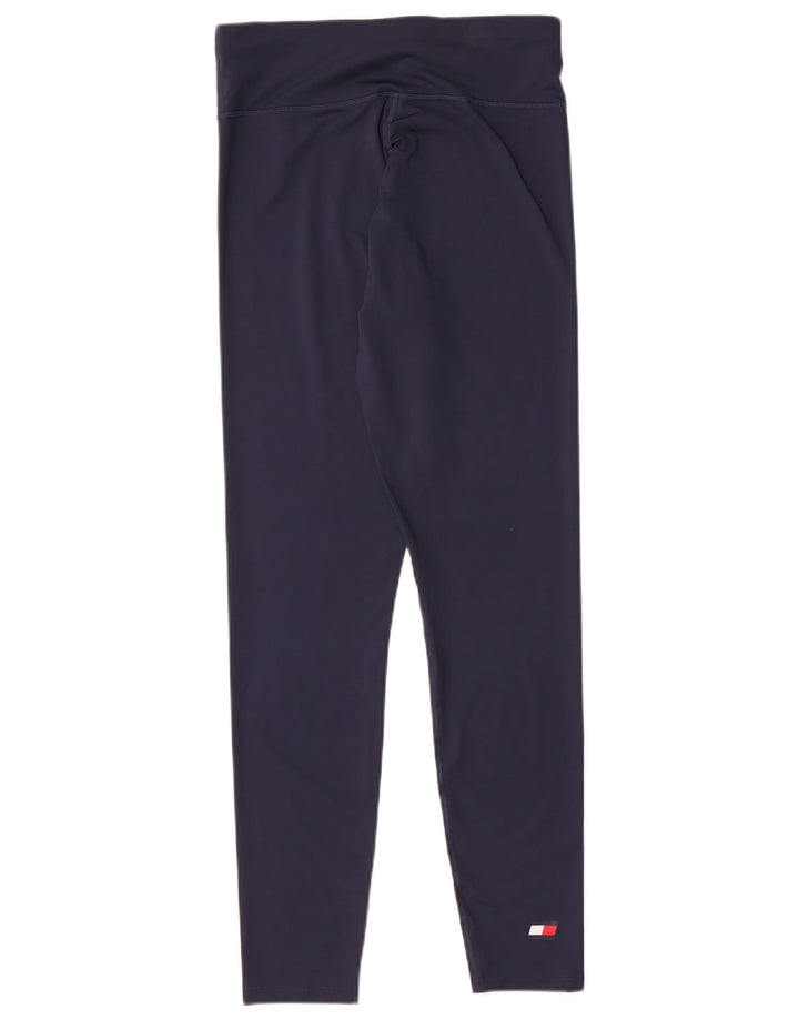 Tommy Hilfiger Womens Graphic Leggings UK 12 Medium  Navy Blue Polyester