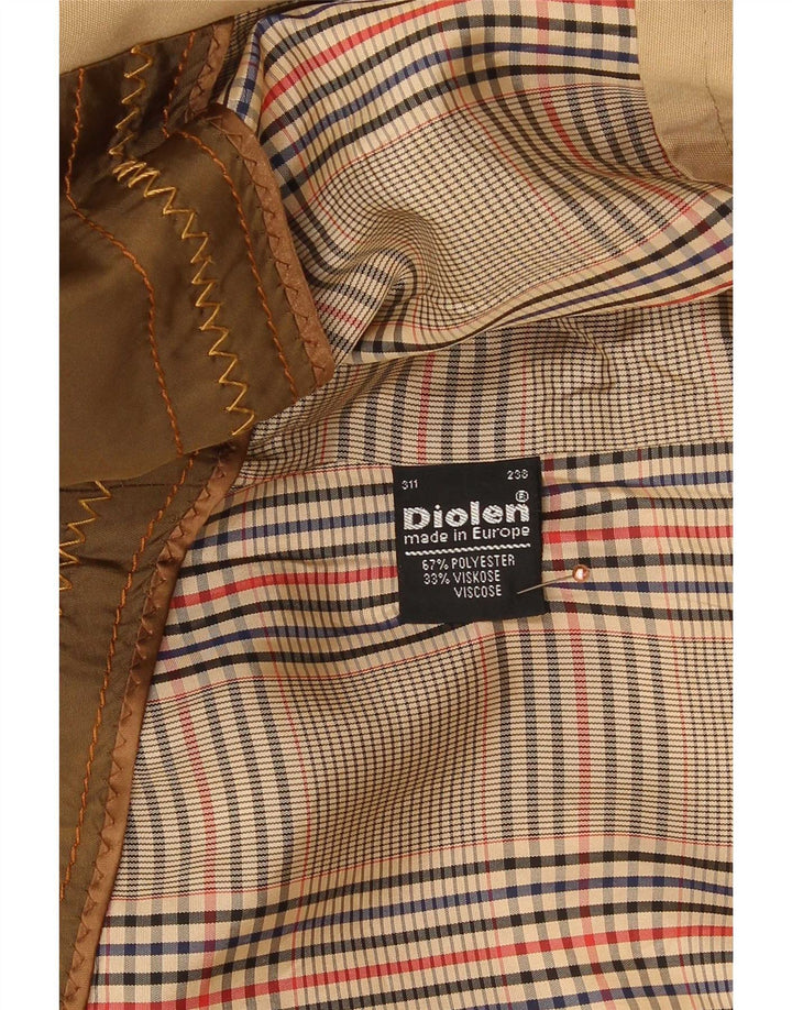 Diolen Mens Hooded Trench Coat UK 36 Small Beige Polyester Classic