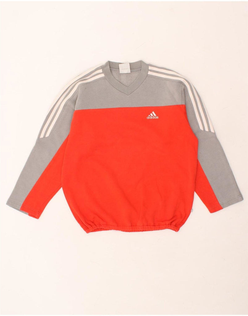 ADIDAS Boys Sweatshirt Jumper 13-14 Years Orange Colourblock Cotton Vintage Adidas and Second-Hand Adidas from Messina Hembry 