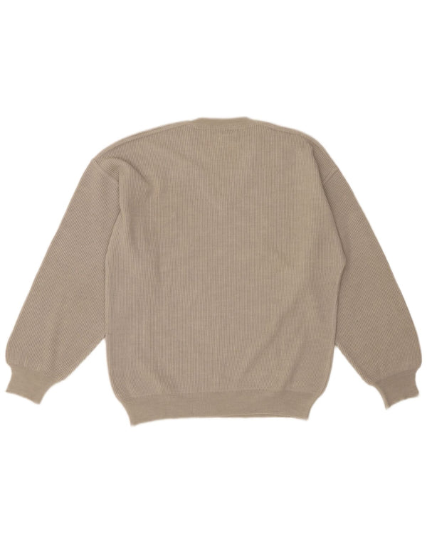 IL GRANCHIO Mens V-Neck Jumper Sweater Medium Beige Wool