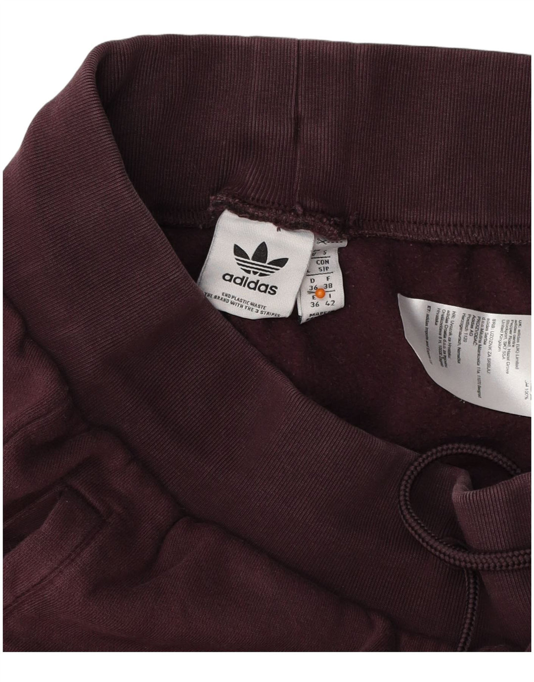 ADIDAS Womens Tracksuit Trousers Joggers UK 10 Small  Burgundy Cotton