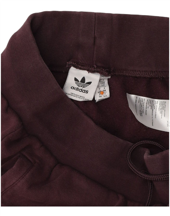ADIDAS Womens Tracksuit Trousers Joggers UK 10 Small  Burgundy Cotton