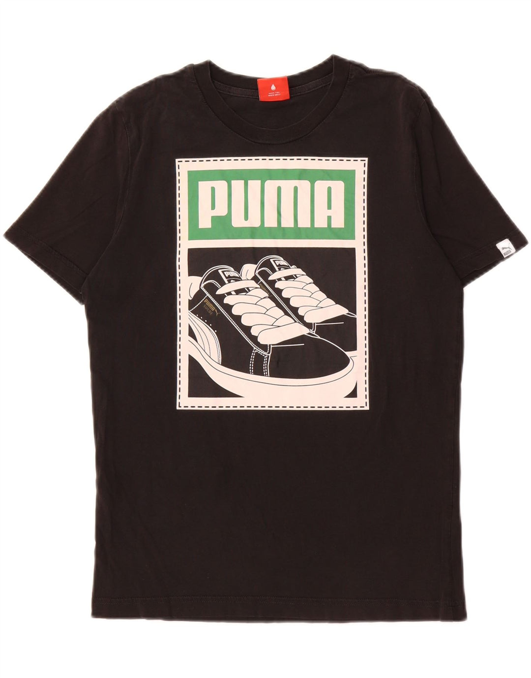 PUMA Mens Graphic T-Shirt Top XS Black Vintage Puma and Second-Hand Puma from Messina Hembry 