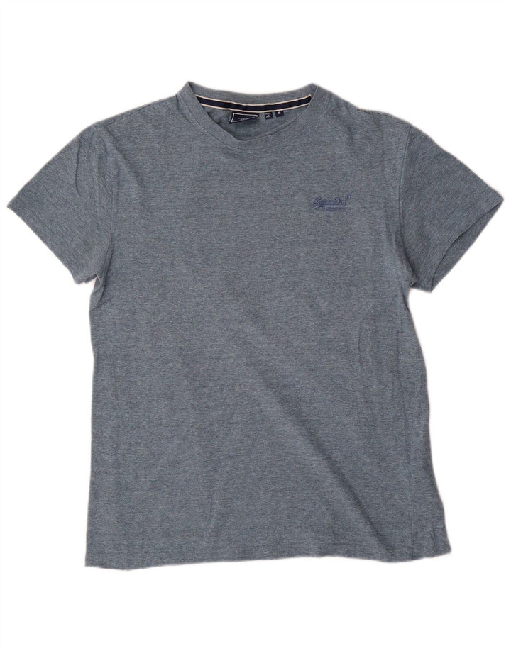 Superdry Mens T-Shirt Top Medium Blue Flecked Cotton