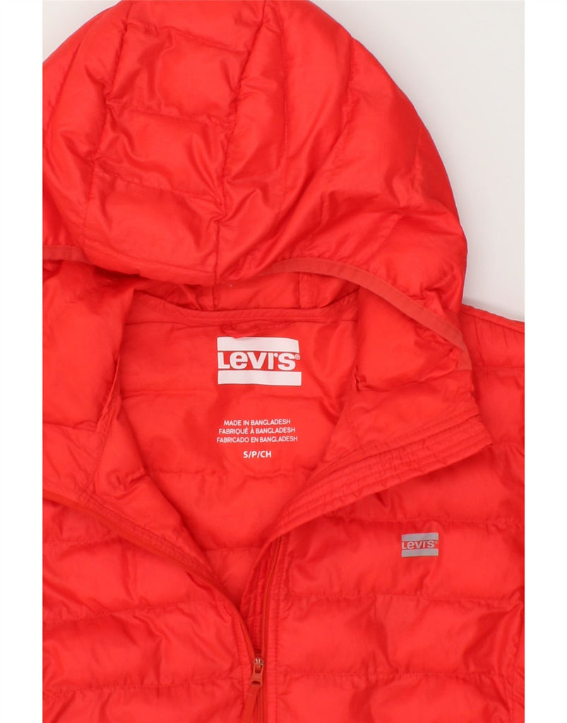 LEVI'S Mens Hooded Padded Jacket UK 36 Small Red Polyester | Vintage Levi's | Thrift | Second-Hand Levi's | Used Clothing | Messina Hembry 