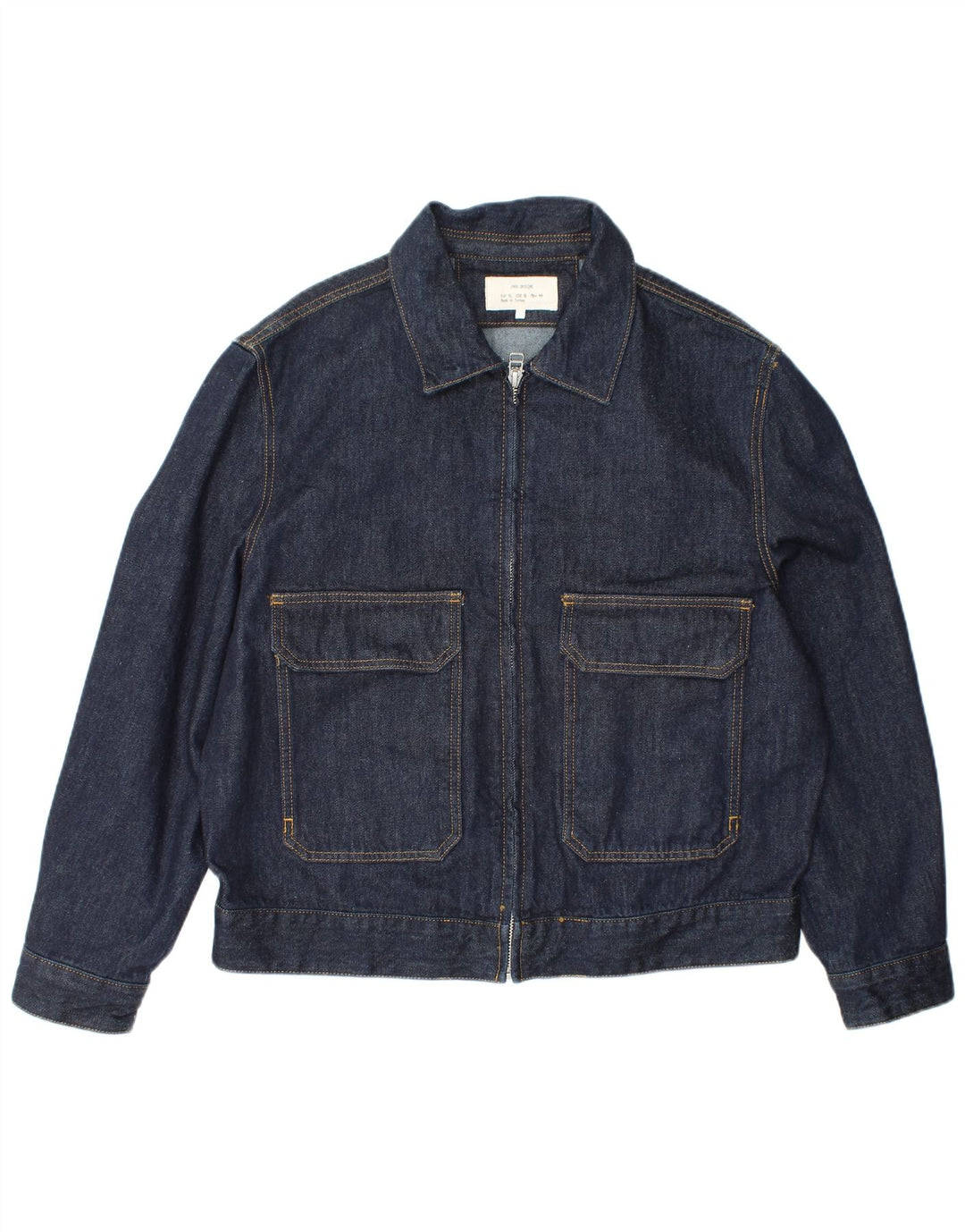 Zara Mens Denim Jacket UK 42 XL Navy Blue Polyester