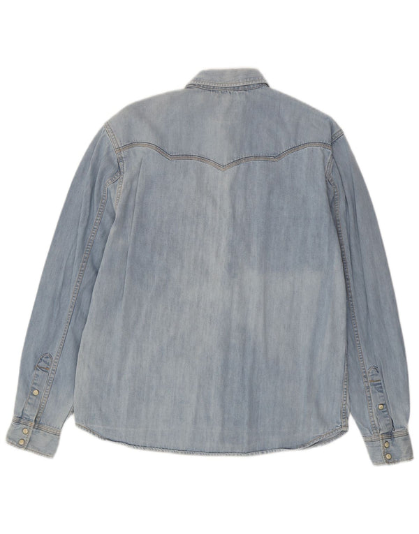 WRANGLER Mens Casual Denim Shirt Small Blue Cotton