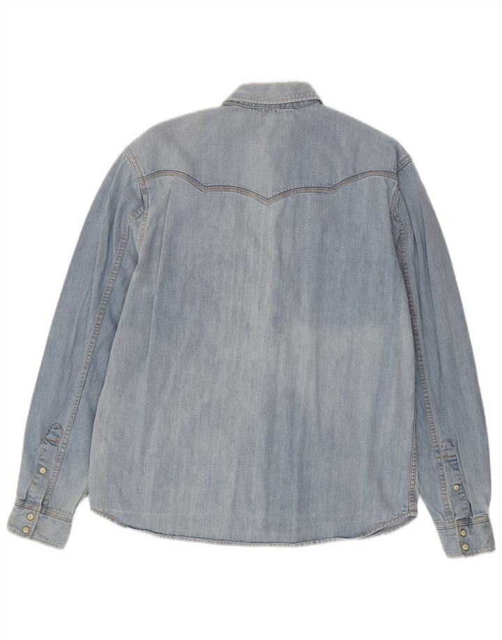 WRANGLER Mens Casual Denim Shirt Small Blue Cotton