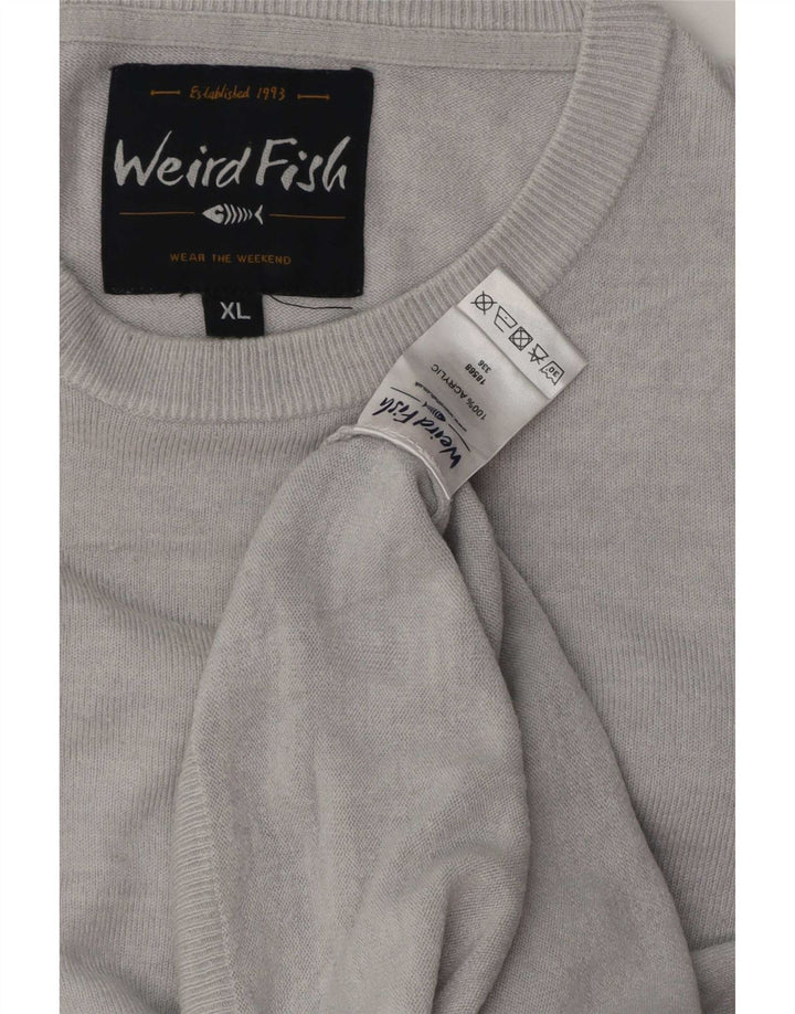 Weird Fish Mens Crew Neck Jumper Sweater XL Grey Flecked Acrylic